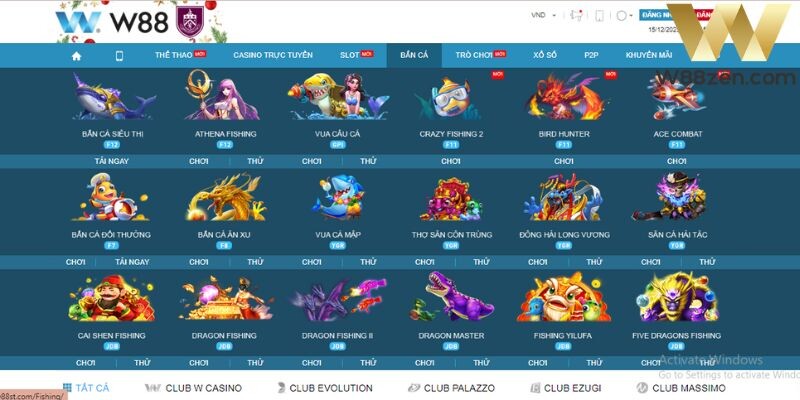Các thông tin cơ bản về sảnh game bắn cá W88