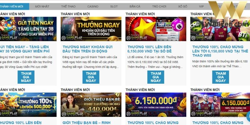 Tổng hợp khuyến mãi W88 siêu ưu đãi dành cho thành viên 8 Khuyến Mãi W88