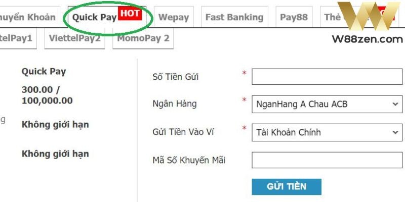 Nạp Tiền W88