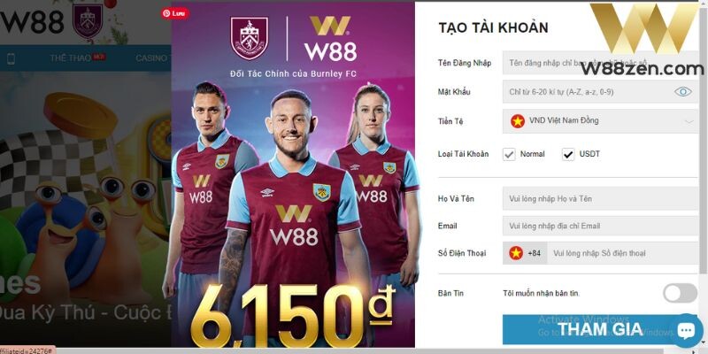 Hướng dẫn đăng ký thành công tài khoản tại nhà cái W88